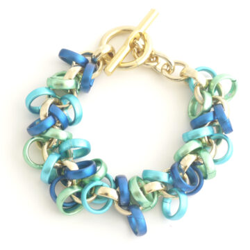 Aluminium Jewellery Chain 9 Bracelet ( Waterfall) - Marine/Gold