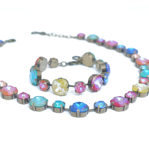 Large Swarovski Crystal Bracelet - Multicolour Delite / Silver - Image 3