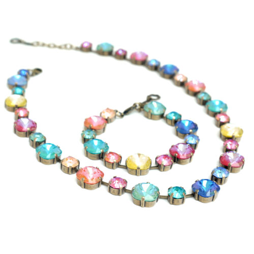 Large Swarovski Crystal Necklace - Multi Delite Mix / Silver - Image 5