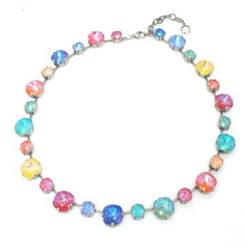 Large Swarovski Crystal Necklace - Multi Delite Mix / Silver