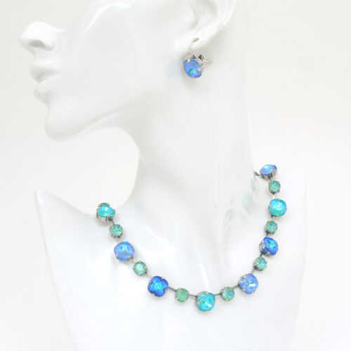Large Swarovski Crystal Bracelet - Laguna Delite / Silver - Image 3