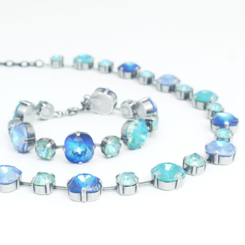 Large Swarovski Crystal Bracelet - Laguna Delite / Silver - Image 2