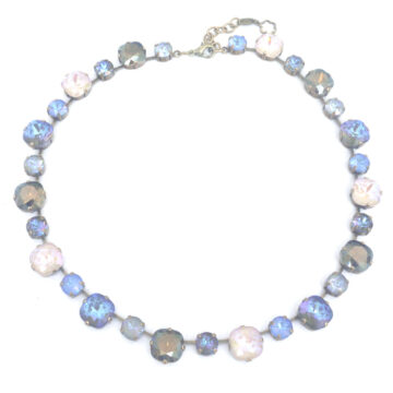 Large Swarovski Crystal Necklace - Serene Ocean  / Gold