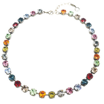 Swarovski Crystal Necklace - Deep Multicolour  / Gold