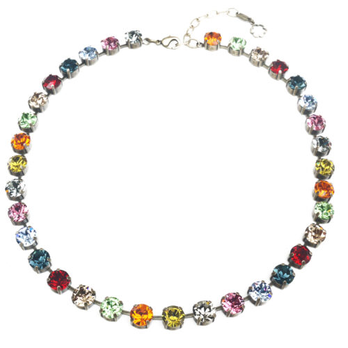 Swarovski Crystal Necklace - Deep Multicolour  / Gold