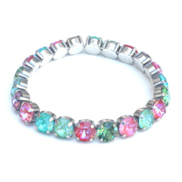 Swarovski Crystal Stretch Bracelet - Rose and Sage Mix / Silver