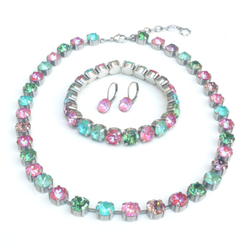 Swarovski Crystal Necklace - Rose and Sage Mix / Silver - Image 2