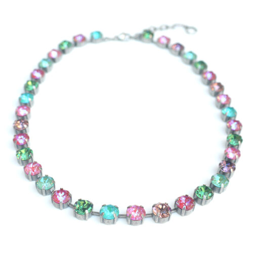 Swarovski Crystal Necklace - Rose and Sage Mix / Silver