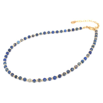 Biba Stone Bead Necklace - Lapis Blue/Gold