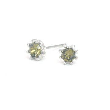 Biba Mini Dot Studs - Olive/Silver