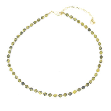 Biba Stone Bead Necklace - Olive green/Gold