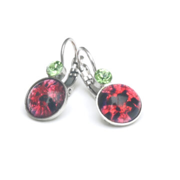 Bohemia Drop Earrings - Colour 10ii (Pink Melon) with Peridot / Silver