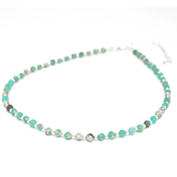Biba Stone Bead Necklace - Light Aqua/Silver