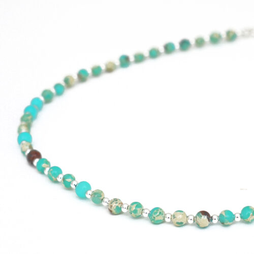 Biba Stone Bead Necklace - Light Aqua/Silver - Image 2