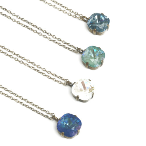Swarovski Square Pendant with Old Gold Setting in 4 Colours