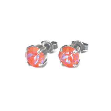 Swarovski Crystal Small Studs - Zesty Orange / Silver