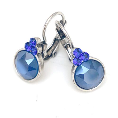 Biba Small Round Drop Earrings - Majestic Blue / Silver